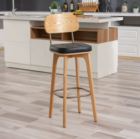 เก้าอี้บาร์ MY DOLLS HOUSE COCO 75 ซม. สีไม้อ่อน เบาะสีดำ_3